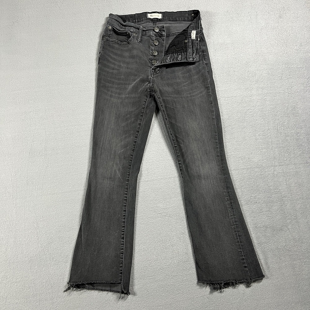Madewell Jeans Womens 27 Gray Cali Demi Boot Button Fly Mid Rise Stretch Denim